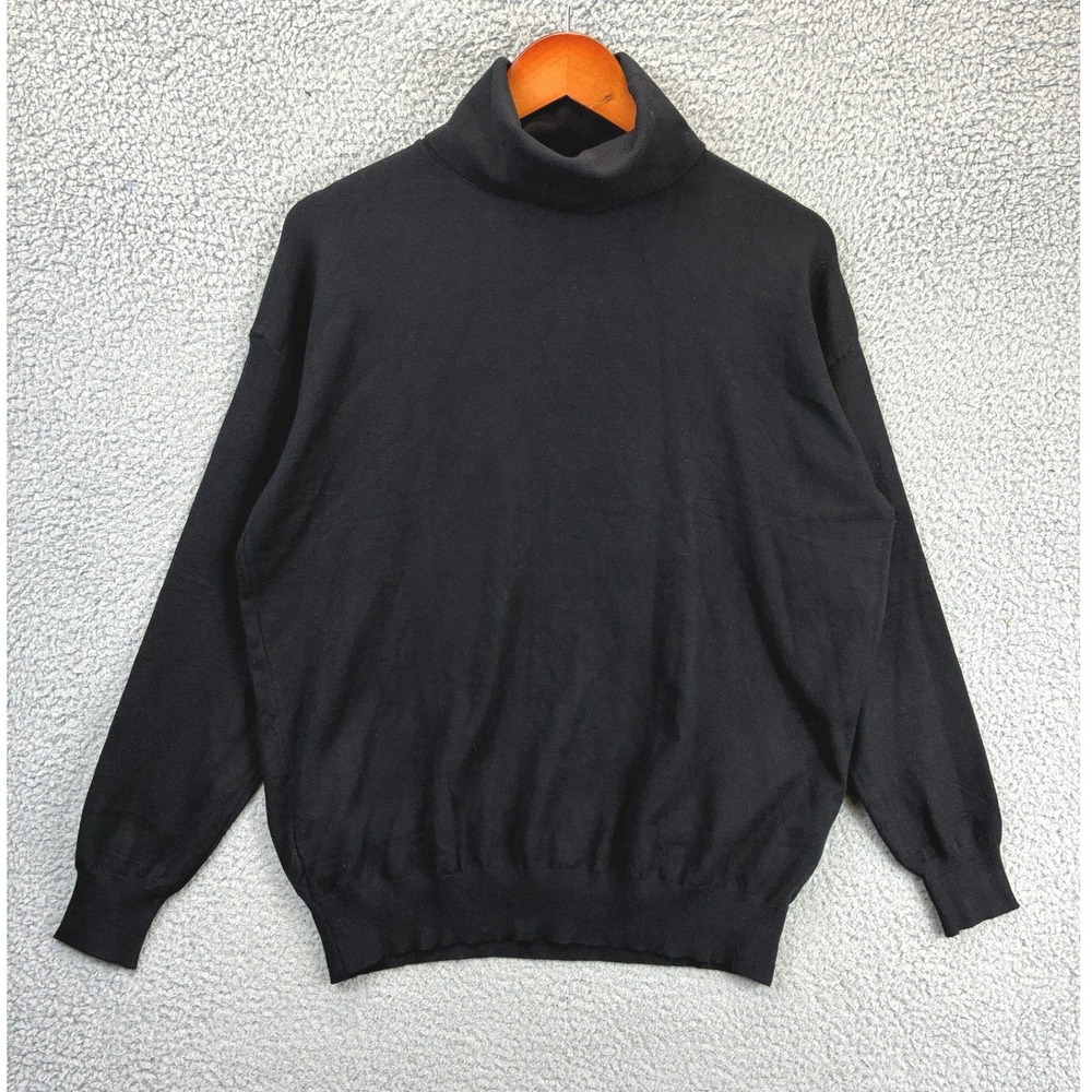 OPREXO Turtleneck Long Sleeve Knit Sweater Womens L Black Minimalist Layer NWT